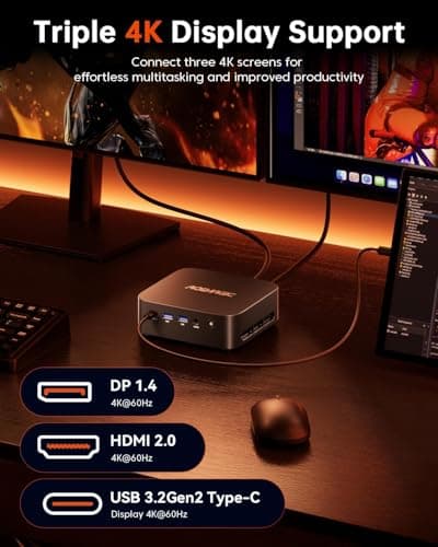 ACEMAGICIAN Kron Mini K1 Mini PC Gaming, AMD Ryzen 5 7430U (equiv to 5850U, 6C/12T, Up to 4.3Ghz), 16GB DDR4 512GB SSD Mini PC Computers Micro Desktop PC 4K Triple Display WiFi6 BT5.2 4