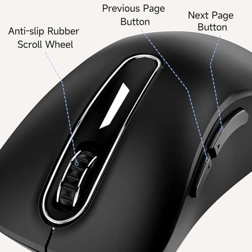memzuoix Wired Mouse, USB Computer Mouse 1400 DPI Mobile Optical Mouse Ergonomic Design Computer Mice with 5FT Cord for Laptop, PC, Desktop, MacBook, 5 Buttons (Black) 2