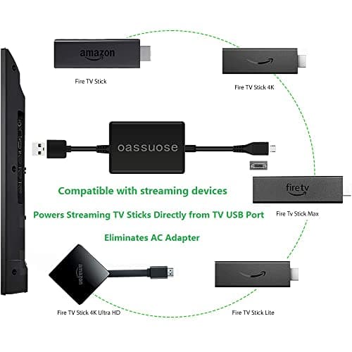 Oassuose USB Power Cable Adapter for Fire TV Stick,Powers Streaming TV Sticks Directly from T V USB Port(Eliminates AC Adapter and Very Long Power Cable) 2