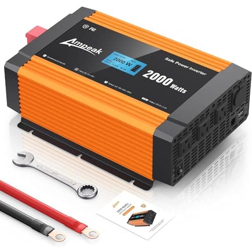 Ampeak 2000W Power Inverter 6.2A Dual USB Ports 3AC Outlets Stable Voltage Output Inverter DC 12V to AC 120V 17 Protections for Truck, Hurricane, Rv