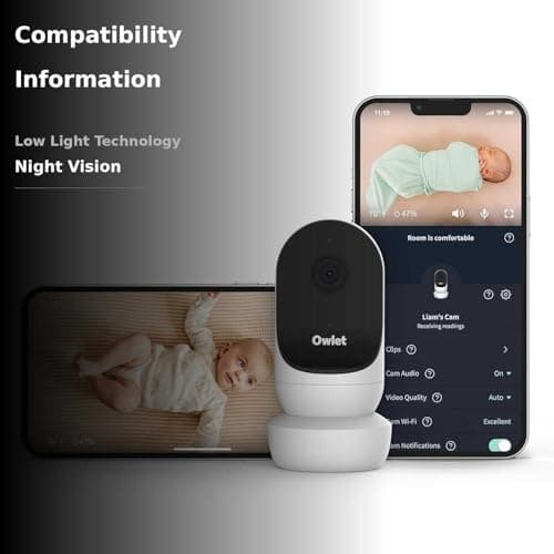 Owlet Cam 2 (Gen 2) Smart Baby Monitor – HD Video Camera with Night Vision, 4X Zoom & Wide-Angle View, Two-Way Talk, Sound & Motion Alerts, Temp & Humidity Sensor, Encrypted WiFi | White 2