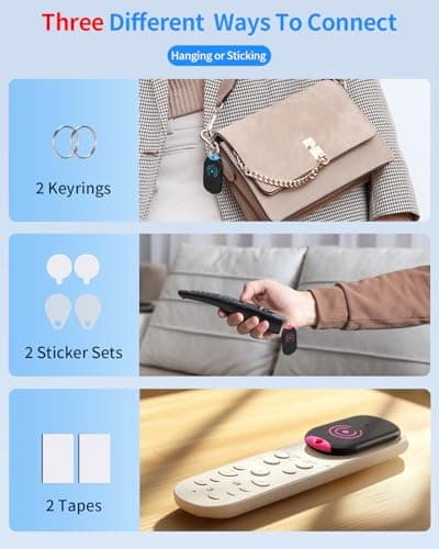 Esky Ultra Slim Key Finder, Remote Finders Locator with 80dB Sound and 2 Receivers, Wallet Tracker and Item Locators Beeper Tags for Finding Key, TV Remote, Wallet, Pets and Phone, Gifts for Parents 4