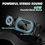 Monster Bluetooth Speaker, Wireless Portable Outdoor Bluetooth Speakers, 60W True Wireless Stereo IPX8 Waterproof, Dual PairingBluetooth 5.4 Built-in Mic, Black 3