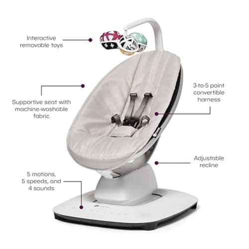 4moms MamaRoo Multi-Motion Baby Swing, Bluetooth Enabled with 5 Unique Motions, Grey 3