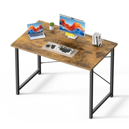 OLIXIS 44 Inch Computer Office Desk for Small Spaces, Writing Gaming Work Desk Modern Study Table with Metal Frame Home Bedroom, Rustic Brown