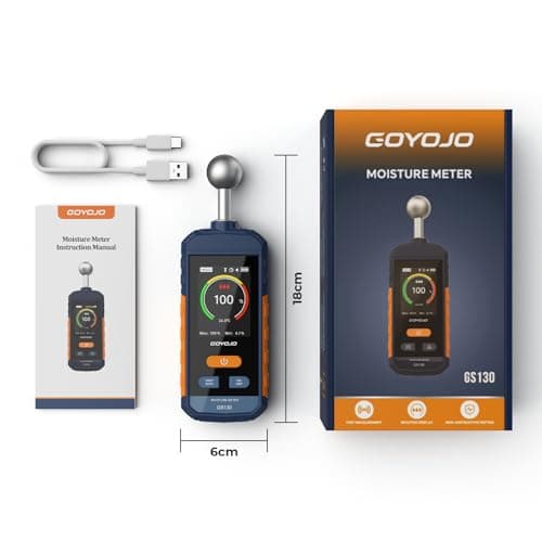 Pinless Moisture Meter for Wood, Walls & Drywall | Digital Moisture Detector, Concrete Moisture Meter & Firewood Reader | GS130 USB-C Rechargeable Humidity Tester 2