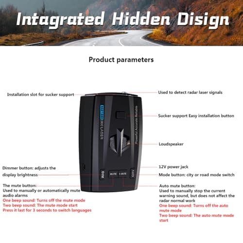 RAD1000 Laser/Radar Detector for Cars with Suction Cup Mount - X/K/Ka/KU/ST/CT Band & Laser Detection, Long Range Detection, VG-2 Immune, Mute Memory, Led Display, Multi-Mode, Great Gifts 5
