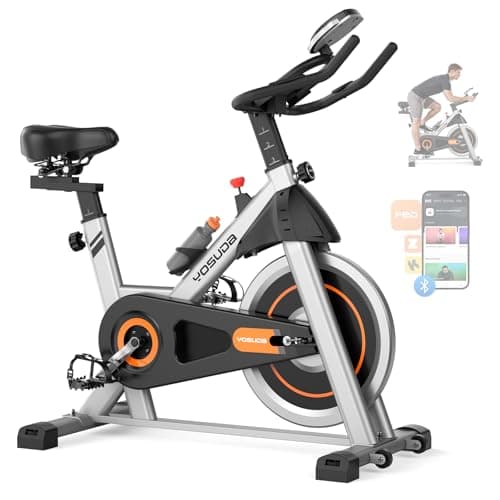 YOSUDA Exercise Bike, Brake Pad Stationary Bike for Home with Exclusive App, Magnetic Indoor Cycling Bike with 300 lb Weight Capacity, Low Noise, Tablet Holder and Fitness Courses for Weight Loss