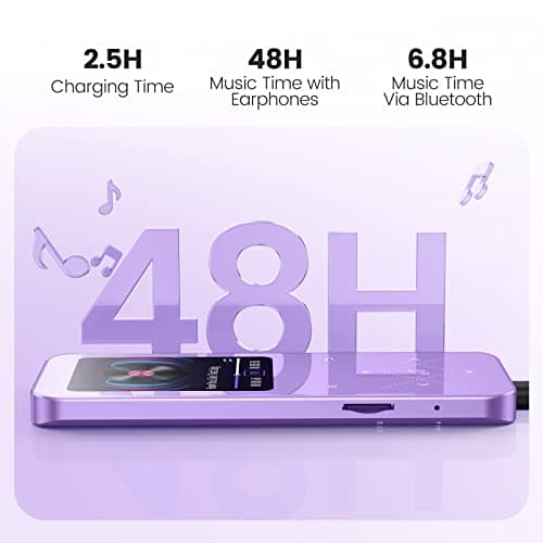 32GB MP3 Player with Bluetooth 5.3, AGPTEK A09X 2.4" Screen Portable Music Player with Speaker Lossless Sound with FM Radio, Voice Recorder, Supports up to 128GB, Purple 3