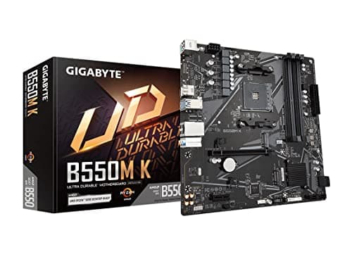 GIGABYTE B550M K Motherboard, Supports AMD AM4 Ryzen 5000 Processors, Micro-ATX, DDR4, Dual M.2, SATA 6Gb/s, Realtek GbE LAN, PCIe 4.0