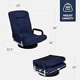Best Choice Products Swivel Gaming Chair 360 Degree Multipurpose Floor Chair Rocker for TV, Reading, Playing Video Games w/Lumbar Support, Armrest Handles, Adjustable Foldable Backrest - Navy 3
