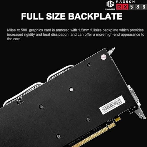 Mllse RX 580 8GB Graphics Card, 2048SP GDDR5 256 Bit GPU, PCIE 3.0 Gaming Video Card, Dual Fans Cooling, Gaming Card with HDMI/DP/DVI Ports, Desktop Graphics, GPU Video Card for Desktop Computer 5