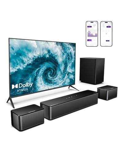 ULTIMEA 5.1 Sound Bar with Dolby Atmos, 410W Surround Sound System for TV, 3D Sound Bars for Smart TV with Subwoofer, Adjustable Surround and Bass, Home Audio Soundbars for TV, HDMI eARC, Poseidon D60