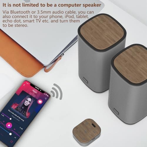 KEiiD Bluetooth Computer Speakers with Wireless Touch Control Pod for PC Laptop/Desktop Wireless Stereo Gaming Speakers, 4 EQ Modes, Aesthetic Style, 2024 New Model 4