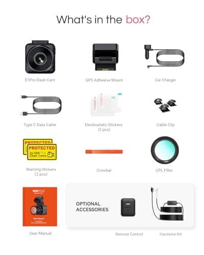 Vantrue E1 Pro 4K Mini Dash Cam Front, STARVIS 2 PlatePix HDR Night Vision Car Camera, Built-in 5G WiFi GPS, 1.54'' IPS Screen, Voice Control, 24/7 Buffered Parking Mode, Support 1TB Max 4