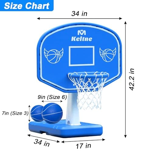 Pool Basketball Hoop Poolside, Large Pool Summer Water Basketball Hoop Game Toys with Lengthen Sturdy Base for Kids Boys Girls, Swimming Pool Basketball Hoop with 2 Balls and Pump 2
