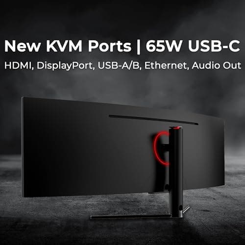 Deco Gear 49” Curved Business & Gaming Ultrawide Monitor (32:9 WDFHD 3840×1080), 144Hz, HDR400, VA Panel, 4ms, Adaptive Sync, USB-C 65W, HDMI/DP, PBP/PIP, KVM, Height-Adjustable Stand 3