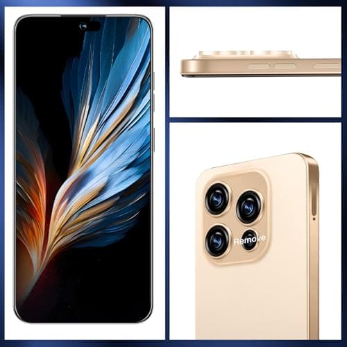 OEJBK 16PROMA X Smartphone New Upgrade 16GB+512GB/6.99" Display 68+108MP Zoom Camera,Tempered Glass Finish, 7000mAh Android 14 Smartphone (Gold) 4