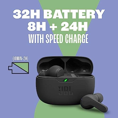 JBL Vibe Beam - True Wireless JBL Deep Bass Sound Earbuds, Bluetooth 5.2, Water & Dust Resistant, Hands-free call with VoiceAware, Up to 32 hours of battery life (Blue) (Renewed) 3