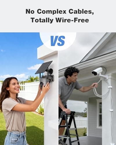 SEHMUA 4MP Solar Security Cameras Outdoor Wireless-4 Cam Kit, No Subscription, 2K Color Night Vision, 360° PTZ Surveillance, Centralized Control, Support 2.4 & 5GHz Router for Home Camera System 4