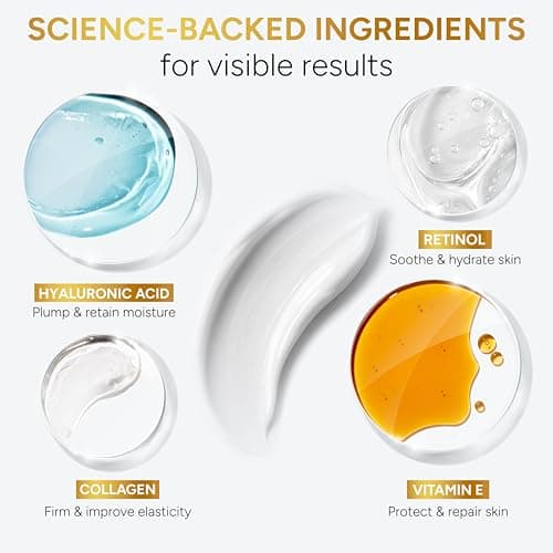 Retinol Cream for Face with Collagen and Hyaluronic Acid - Anti Aging Wrinkle Cream for Women and Men - Day and Night Facial Moisturizer for Tightening and Skin Firming - Crema Hidratante Para la Cara 4