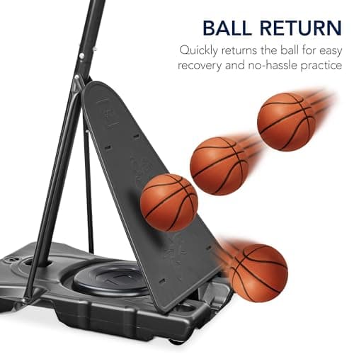 Best Choice Products 4.4-10ft Adjustable Regulation Basketball Hoop, Portable Goal w/Shatterproof Backboard, Ball Return, Base Gel - Black 4