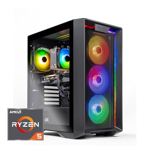 Skytech Nebula Gaming PC Desktop, Ryzen 5 5600 3.5 Ghz (4.4GHz Turbo Boost), NVIDIA RTX 3050 6GB GDDR6, 1TB SSD, 16GB DDR4 RAM 3200, 650W Gold PSU, Wi-Fi, Win 11 Home
