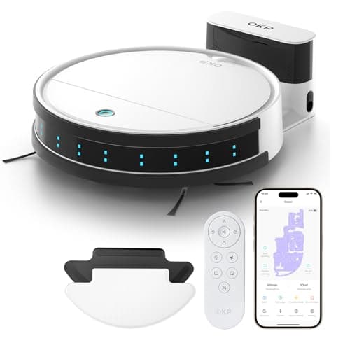 OKP Robot Vacuum Cleaner K5B, Super Thin, Powerful Suction, Cleaning Schedules, Self-Charging, Robotic Vacuums with Wi-Fi/App/Alexa Control, Ideal for Pet Hair Carpets Hard Floors