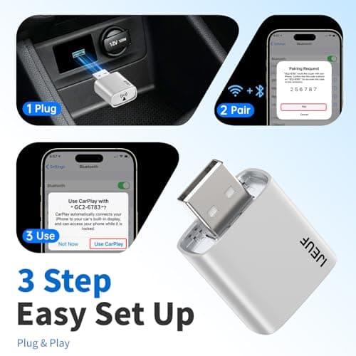 Wireless CarPlay Adapter for Apple iPhone 2025 Upgraded,Stable Connection,Ultra-Low Lag,Mini Apple Car Play Wireless Adapter for Cars with Built-in Wired CarPlay and iPhone iOS 10+,USB A Grey 5