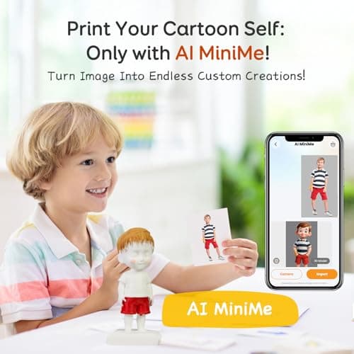 AOSEED AI-Powered 3D Printer for Kids, 3D Printer with 8 PLA Filament Set, AI Design App, Huge Toy Library, Up to 400mm/s Faster Speed, W/ 16+ Mini 3D Design Module, App Control, X-Maker Joy AI+ 4