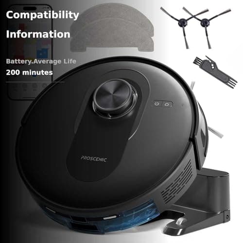 Proscenic Q8 Robot Vacuum Cleaner with Mop, Ultra Strong 6000Pa Robotic Vacuum with Lidar Navigation, 5 Real-Time Mapping, WiFi/Alexa/APP Remote Control Robot Hoover for Floor Carpet Pet Hair 3