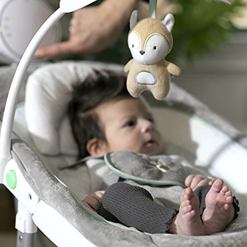 Ingenuity Anyway Sway 5-Speed Multi-Direction Portable Foldable Baby Swing & Infant Seat with Vibrations, Nature Sounds, 0-9 Months 6-20 lbs (Ray) 5