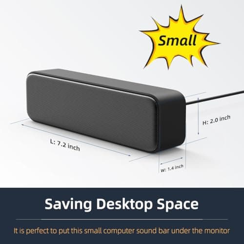 [Upgraded] USB Computer /Laptop Speaker with Stereo Sound & Enhanced Bass, Portable Mini Sound Bar for Windows PCs, Desktop Computer and Laptops 3