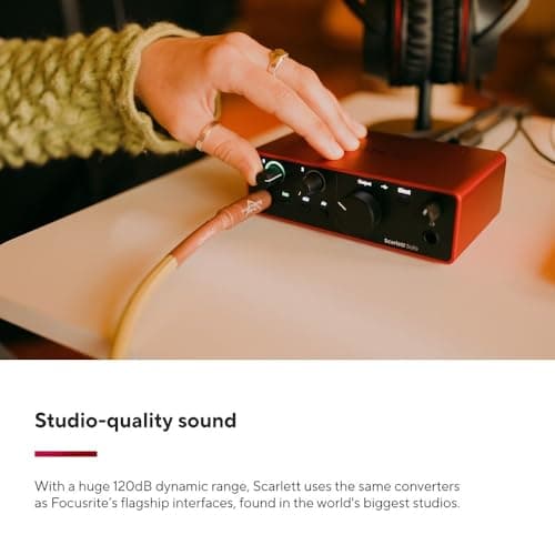 Focusrite Scarlett Solo 4th Gen USB Audio Interface, for the Guitarist, Vocalist, or Producer — High-Fidelity, Studio Quality Recording, and All the Software You Need to Record 4