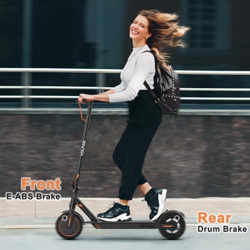 VOLPAM Electric Scooter, 350W/500W Powerful Motor, 8.5"/10" Solid Tires, 19/22Mph, 28/23/21/16 Miles Max Range, Dual Braking 5