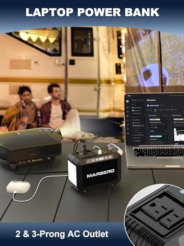 MARBERO Portable Power Bank with AC Outlet, Peak 120W/110V Portable Laptop Battery Bank, 24000mAh Charger Power Supply with AC Outlet, Power Station for Outdoor Camping Home Office Hurricane Emergency 3