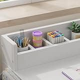 BOLUO White Kids Desk and Chair Set for 5-8 Year Old, Small Child Desk with Fabric Drawer, Children Study Table with Storage Girls Boys 4