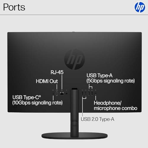 HP 2025 22" FHD All-in-One Desktop Computer • The New Version for Everyday Use • Latest 13th Gen Intel Quad-Core CPU • 8GB DDR5 • 128GB Storage • HDMI • Type-C • Wi-Fi • HD Webcam • Win11 Pro • Black 5