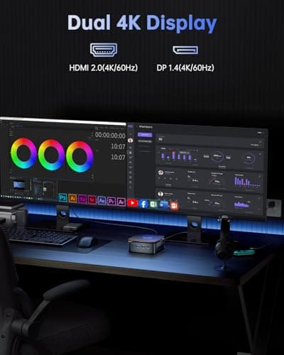 KAMRUI Mini PC, Essenx E1 Desktop Computer N95(up to 3.4GHz) Mini Computers 16GB RAM 512GB SSD Micro PC, Mini Tower Desktop PC Support 4K HDMI, Dual WiFi, BT4.2 for Business Home Office 5