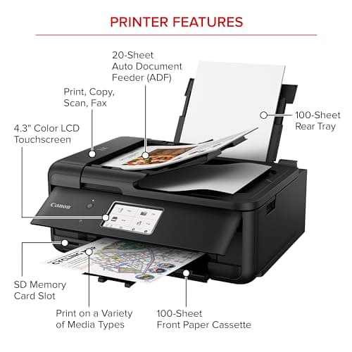 Canon PIXMA TR8620a - All-in-One Printer Home Office|Copier|Scanner|Fax|Auto Document Feeder | Photo, Document | Airprint (R), Android, Black, Works with Alexa 2