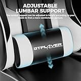 GTPLAYER Gaming Chair, Computer Chair with Footrest and Lumbar Support, Height Adjustable Game Chair with 360°-Swivel Seat and Headrest and for Office or Gaming (White) 5