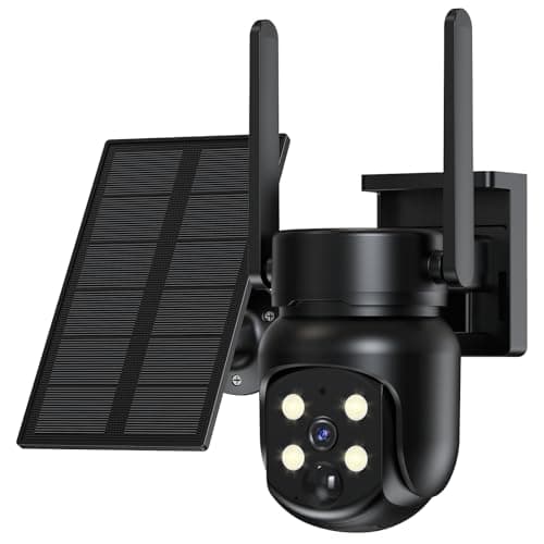 Heyall 2.4G/5G WiFi 6 Wireless Outdoor 360° View Security Camera, 2K, Solar Powered 4MP, Color Night Vision, AI Human Detection, Pan/Tilt, Spotlight & Siren, 2-Way Talk, Cloud/SD Storage, IP65