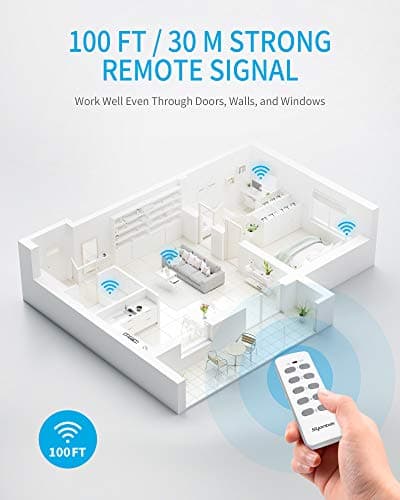 Syantek Remote Control Outlet Wireless Light Switch for Household Appliances, Expandable Remote Light Switch Kit, Up to 100 ft Range, FCC Certified, ETL Listed, White (5 Outlets + 2 Remotes) 4