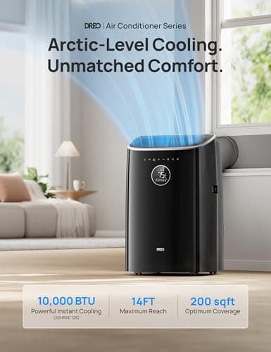 Dreo Portable Air Conditioners, 10,000 BTU Air Conditioner for Bedroom with Drainage-free Cooling, 45dB Quiet, APP/Voice/Remote, 24h Timer with Fan & Dehumidifier, Smart AC Unit for Room Indoors 3