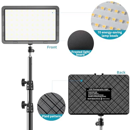 LED Video Light Kit 2Pcs, Hagibis Studio Lights 18 Color Filters for Photography Lighting with Adjustable Tripod Stand Streaming Lights for Photo Camera Recording Computer Zoom Stream TikTok YouTube 5