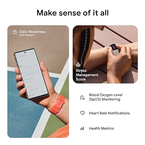 Fitbit Charge 6 Fitness Tracker with Google apps, Heart Rate on Exercise Equipment, 6-Months Premium Membership Included, GPS, Health Tools and More, Obsidian/Black, One Size (S & L Bands Included) 5