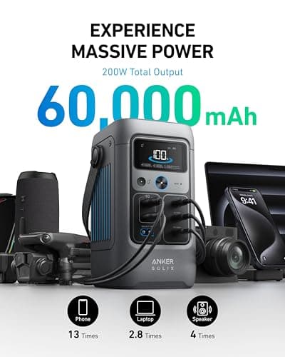 Anker SOLIX C200 DC Power Bank Station, 192Wh Portable Power Station, LiFePO4 Battery, 200W Solar Generator, for Outdoor Camping, Traveling, and Emergencies (No Wall Charger Included) 2