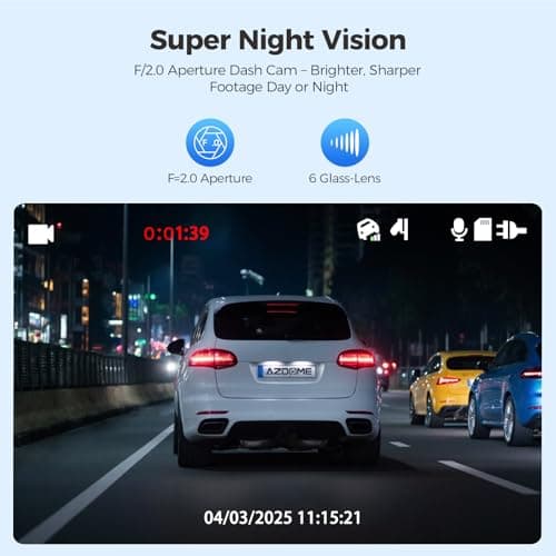 AZDOME M01 Dual Dash Cam Front and Rear with Free 64GB Card, 3" Screen Dual Dashboard Camera for Car, Built-in ADAS G-Sensor, 24H Parking Mode Car Camera (M01 Pro) 5