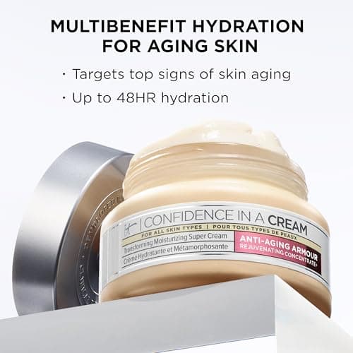 IT Cosmetics Confidence in a Cream - Hydrating & Anti Aging Face Moisturizer, Visibly Reduces Fine Lines & Wrinkles, Up To 48H Hydration, Repairs Skin Barrier, Squalane & Ceramides - 2 fl oz 5