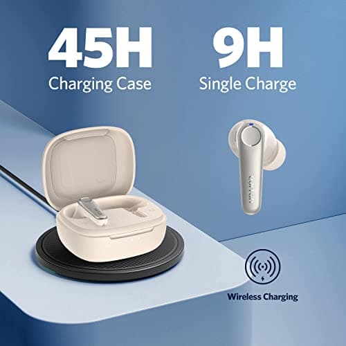 EarFun Air Pro 3 Noise Cancelling Wireless Earbuds, Qualcomm® aptX™ Adaptive Sound, 6 Mics CVC 8.0 ENC, Bluetooth 5.3 Earbuds, Multipoint Connection, 45H Playtime, App Customize EQ, Oat White 5